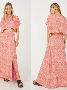 Free People Marion Maxi Skirt with Side Slit and Top